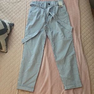 Blue/White Stripped Wide Leg Pants